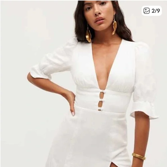 NWT Maribel Linen Dress in White - Picture 3 of 12